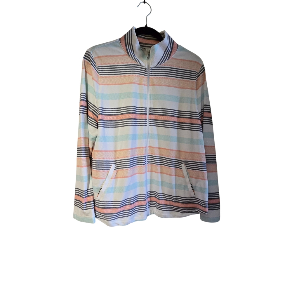 Talbots Womens Striped Multicolor Cotton Jacket